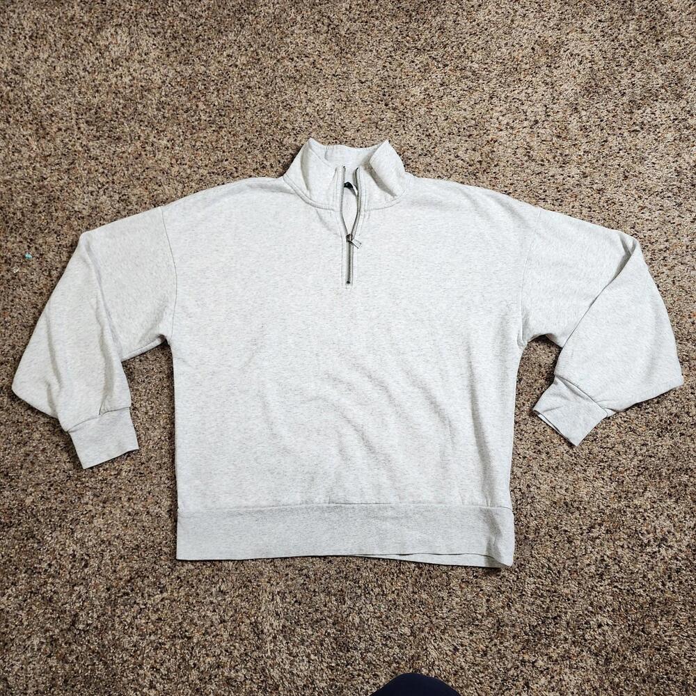 DSG Men's 1/4 Zip Pullover Sweater Long Sleeve Grey White Size Small